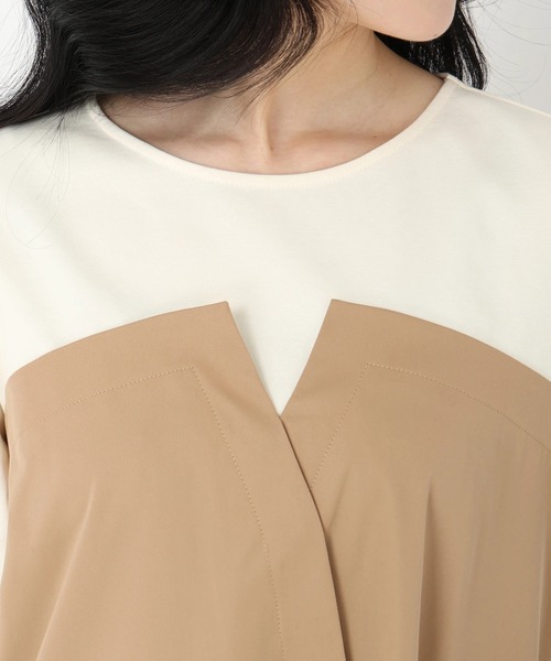 STRAWBERRY-FIELDS（ストロベリーフィールズ）の「カットソービスチェドッキングドレス　ワンピース（ワンピース・レディース・キャメル/ブラック系その他・2）」の7枚目の写真