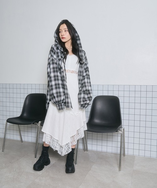 ANDGEEBEE(アンジービー)の「UNISEX チェックフーディシャツ(シャツ/ブラウス・レディース・ブラック/ブラウン・FREE)」の20枚目の写真