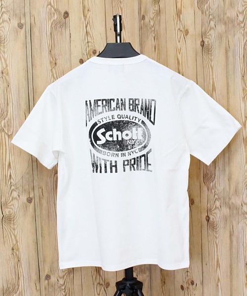 Schott(ショット)の「T-SHIRT AMERICAN BRAND WITH PRIDE/アメリカンブランド ウィズ プライドTシャツ(Tシャツ/カットソー・メンズ・ホワイト/ネイビー/ブラック・M/L/XL/XXL)」の2枚目の写真