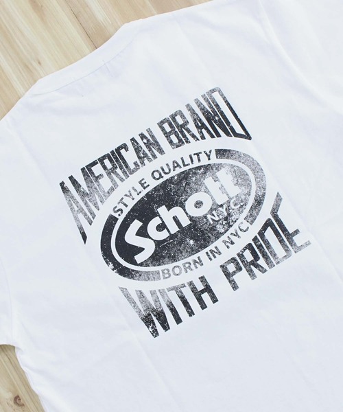 Schott(ショット)の「T-SHIRT AMERICAN BRAND WITH PRIDE/アメリカンブランド ウィズ プライドTシャツ(Tシャツ/カットソー・メンズ・ホワイト/ネイビー/ブラック・M/L/XL/XXL)」の6枚目の写真