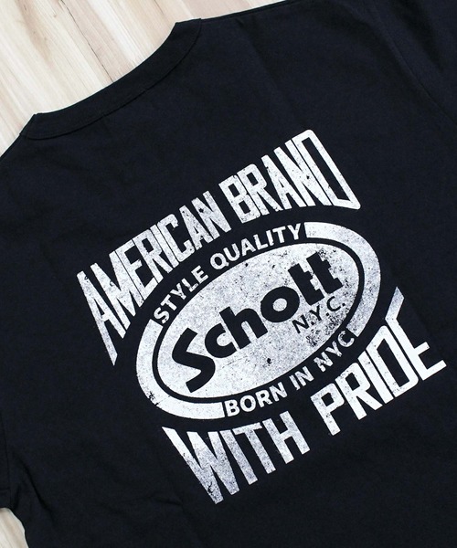 Schott(ショット)の「T-SHIRT AMERICAN BRAND WITH PRIDE/アメリカンブランド ウィズ プライドTシャツ(Tシャツ/カットソー・メンズ・ホワイト/ネイビー/ブラック・M/L/XL/XXL)」の13枚目の写真