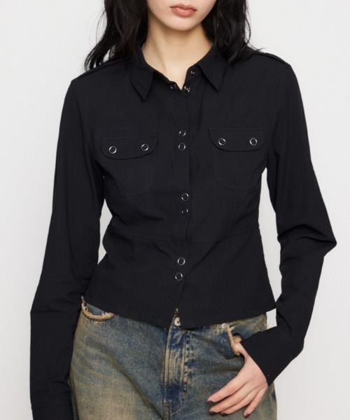 LAGUA GEM（ラグアジェム）の「SOFT COTTON COMPACT シャツ（シャツ/ブラウス・レディース・ホワイト/ブラック/カーキ・FREE）」の3枚目の写真