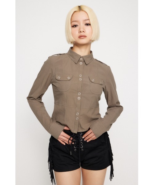 LAGUA GEM（ラグアジェム）の「SOFT COTTON COMPACT シャツ（シャツ/ブラウス・レディース・ホワイト/ブラック/カーキ・FREE）」の19枚目の写真