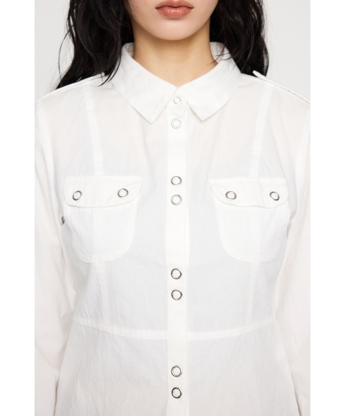 LAGUA GEM（ラグアジェム）の「SOFT COTTON COMPACT シャツ（シャツ/ブラウス・レディース・ホワイト/ブラック/カーキ・FREE）」の9枚目の写真