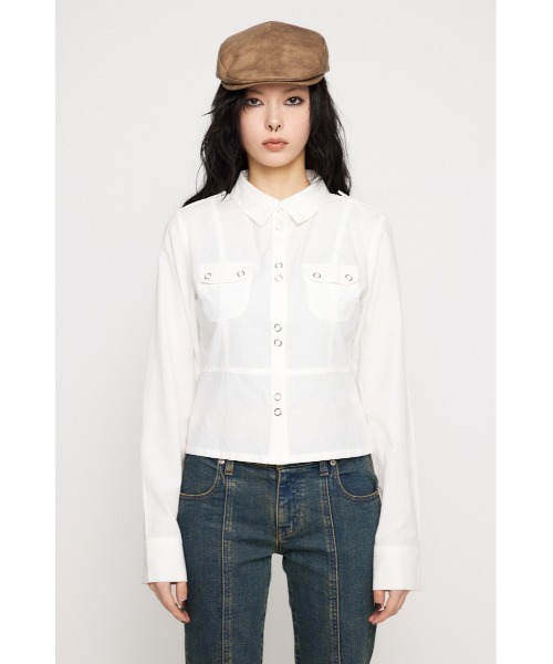 LAGUA GEM（ラグアジェム）の「SOFT COTTON COMPACT シャツ（シャツ/ブラウス・レディース・ホワイト/ブラック/カーキ・FREE）」の14枚目の写真