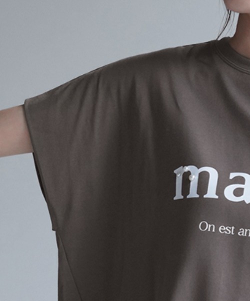 HUG.U(ハグユー)の「パール付きロゴT 半袖ver.(Tシャツ/カットソー・レディース・ホワイト/ダークグレー/ブラック/カーキ・FREE)」の11枚目の写真