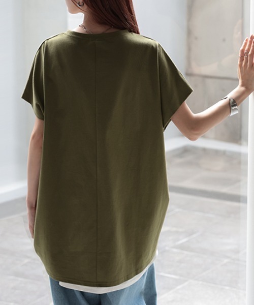 HUG.U(ハグユー)の「パール付きロゴT 半袖ver.(Tシャツ/カットソー・レディース・ホワイト/ダークグレー/ブラック/カーキ・FREE)」の17枚目の写真