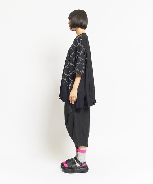 セール】ホールドット天竺 ヘムハッチングT（Tシャツ