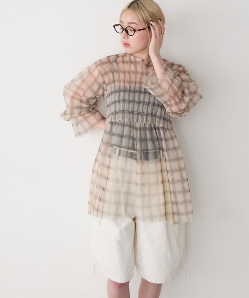 forksy.(フォルクシー)の「【forksy.】アソート シャーリングチュールワンピース(シャツ/ブラウス・レディース・ブラウン系/ブラック/ネイビー系・FREE)」の16枚目の写真