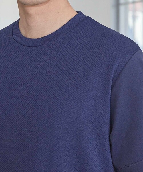 UNION STATION(ユニオンステーション)の「ふくれジャガード×袖ポンチT(Tシャツ/カットソー・メンズ・ブラック/ホワイト/ネイビー・M/L/LL)」の17枚目の写真