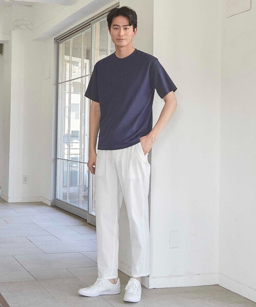 UNION STATION(ユニオンステーション)の「ふくれジャガード×袖ポンチT(Tシャツ/カットソー・メンズ・ブラック/ホワイト/ネイビー・M/L/LL)」の18枚目の写真