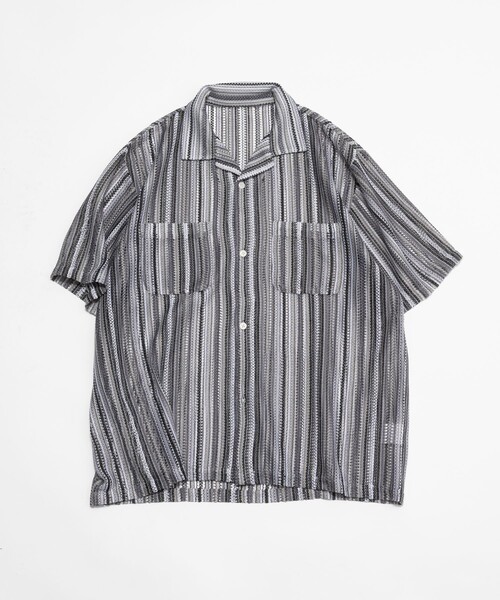 FREAK'S STORE(フリークスストア)の「FREAK’S STORE/フリークスストア レース編み マルチカラーストライプ オープンカラーシャツ/リラックスフィット(シャツ/ブラウス・メンズ・ブルー/グリーン/ブラック・MEDIUM/LARGE)」の10枚目の写真