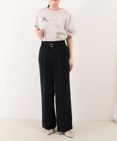 MICO COULIER（ミコクリエ）の「《セットアップ対応》ハイストレッチカルゼワッシャーベルト付きパンツ（その他パンツ・レディース・チャコールグレー/グレイッシュベージュ/ネイビー・36/38）」の4枚目の写真