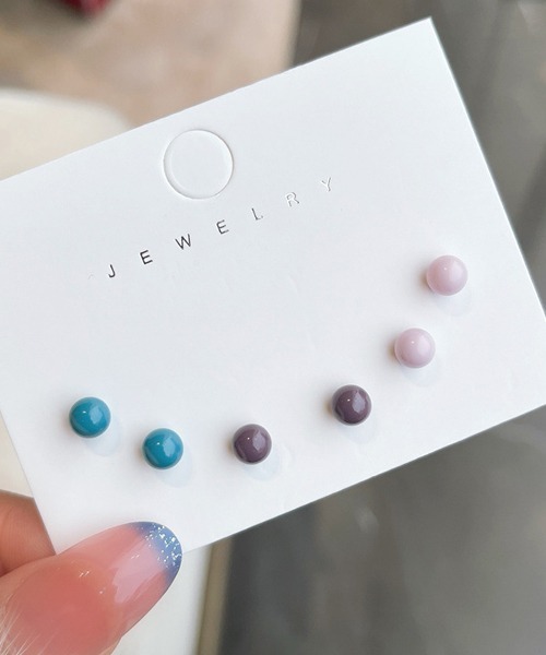 Fun & Daily（ファンアンドデイリー）の「F&D : 3セット・カラーボールスモールピアス（ピアス（両耳用）・レディース・その他1/その他2/その他3・FREE）」の2枚目の写真