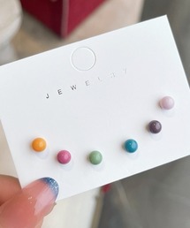 Fun & Daily | F&D : 3セット・カラーボールスモールピアス(ピアス（両耳用）)