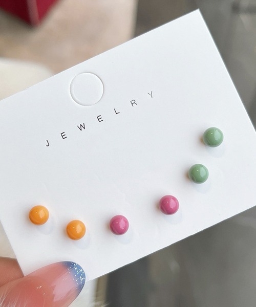 Fun & Daily（ファンアンドデイリー）の「F&D : 3セット・カラーボールスモールピアス（ピアス（両耳用）・レディース・その他1/その他2/その他3・FREE）」の3枚目の写真
