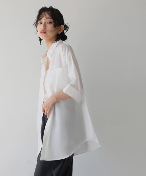 hellam（へラム）の「ハーフスリーブオーバーシャツ（シャツ/ブラウス・レディース・オフホワイト/ブルー/チャコール/ベージュ・FREE）」の19枚目の写真