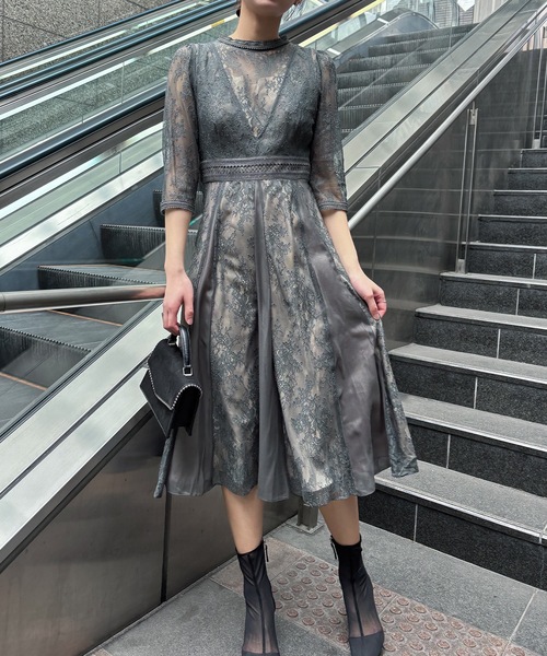 aity(アイティ)の「レイヤードレースドレス 結婚式 二次会 成人式 同窓会 パーティードレス オケージョンドレス お呼ばれワンピース(ドレス・レディース・イエロー/ダークカーキ/グレイッシュベージュ/ライトカーキ/ラベンダー/ボルドー・38(M))」の22枚目の写真