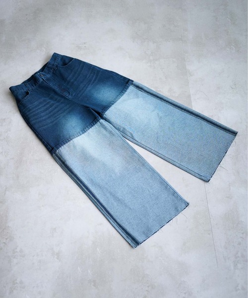 セール】インサイドアウトワイドデニムパンツ（デニムパンツ）｜epnok