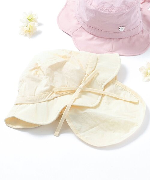 apres les cours（アプレレクール）の「【UVカット/はっ水/接触冷感】スカラップアウトドアハット（ハット・キッズ・アイボリー/ピンク・58/54/50）」の2枚目の写真