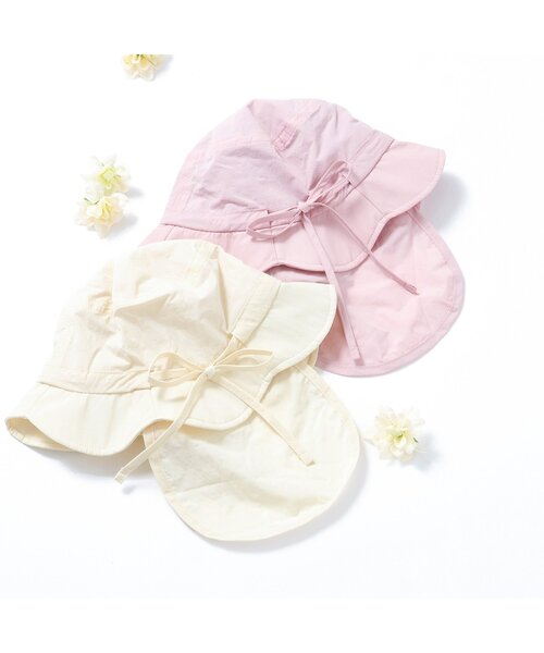 apres les cours（アプレレクール）の「【UVカット/はっ水/接触冷感】スカラップアウトドアハット（ハット・キッズ・アイボリー/ピンク・58/54/50）」の4枚目の写真