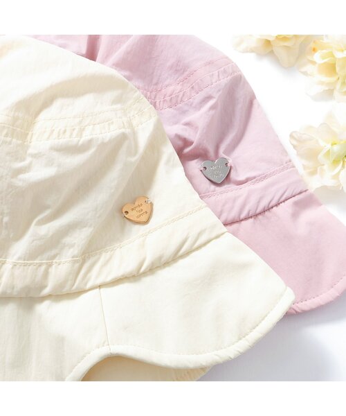 apres les cours（アプレレクール）の「【UVカット/はっ水/接触冷感】スカラップアウトドアハット（ハット・キッズ・アイボリー/ピンク・58/54/50）」の5枚目の写真