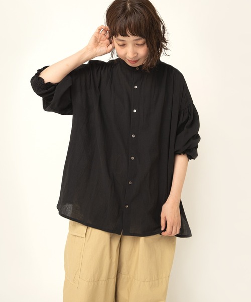 ブラウス シャツ B2876 コットンガーゼギャザーシャツ レディース B2876 コットンガーゼギャザーシャツ(F グレー): トップス - RNA