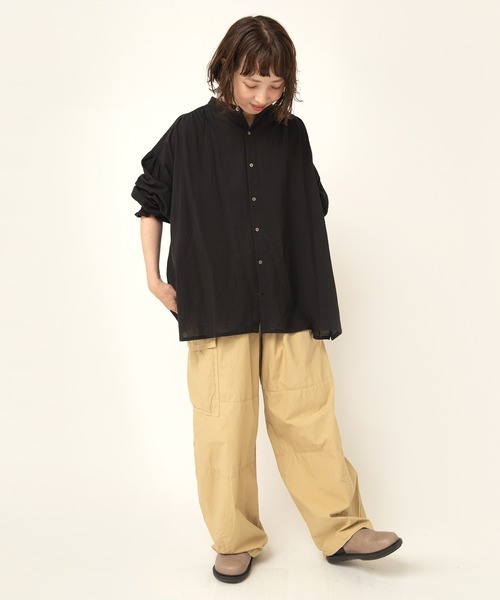 RNA-N(アールエヌエーエヌ)の「B2876 コットンガーゼギャザーシャツ(シャツ/ブラウス・レディース・ブラック/グレー/キナリ・FREE)」の22枚目の写真