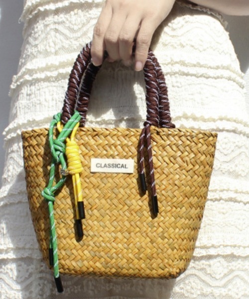 Ritzy(リッツィー)の「6色展開 カラフルマッチングハンドル ミニかごバッグ(かごバッグ・レディース・モカ/パープル/イエロー/グリーン/ピンク/ブルー・FREE)」の2枚目の写真