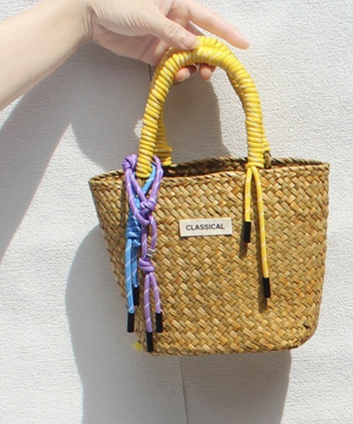 Ritzy(リッツィー)の「6色展開 カラフルマッチングハンドル ミニかごバッグ(かごバッグ・レディース・モカ/パープル/イエロー/グリーン/ピンク/ブルー・FREE)」の8枚目の写真