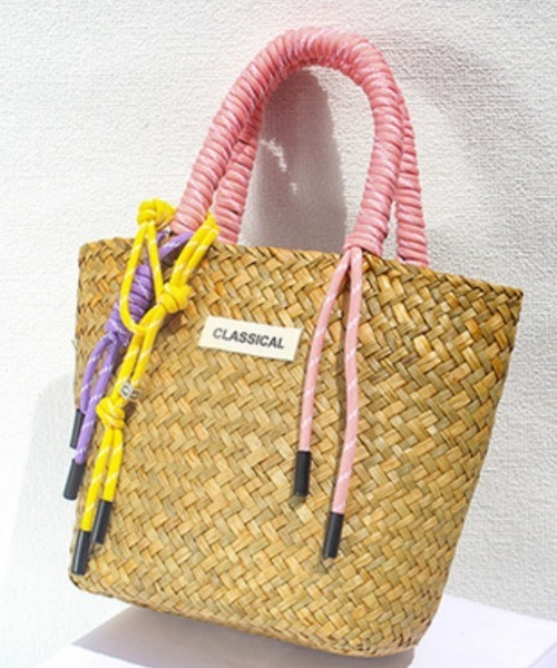 Ritzy(リッツィー)の「6色展開 カラフルマッチングハンドル ミニかごバッグ(かごバッグ・レディース・モカ/パープル/イエロー/グリーン/ピンク/ブルー・FREE)」の11枚目の写真