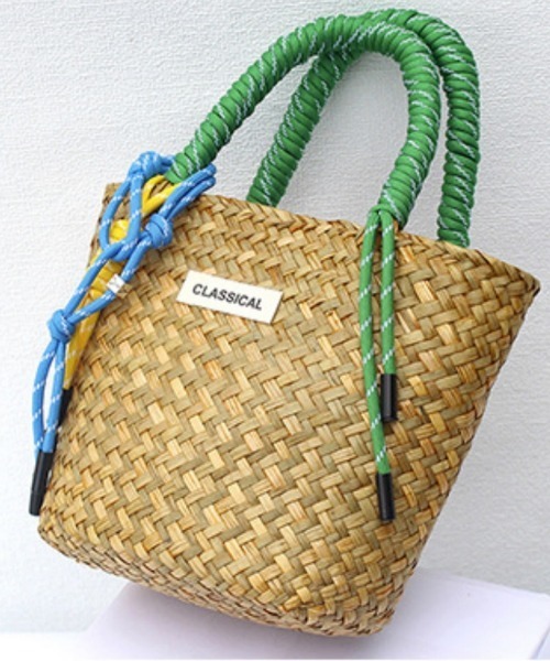 Ritzy(リッツィー)の「6色展開 カラフルマッチングハンドル ミニかごバッグ(かごバッグ・レディース・モカ/パープル/イエロー/グリーン/ピンク/ブルー・FREE)」の12枚目の写真