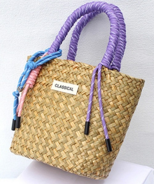 Ritzy(リッツィー)の「6色展開 カラフルマッチングハンドル ミニかごバッグ(かごバッグ・レディース・モカ/パープル/イエロー/グリーン/ピンク/ブルー・FREE)」の15枚目の写真