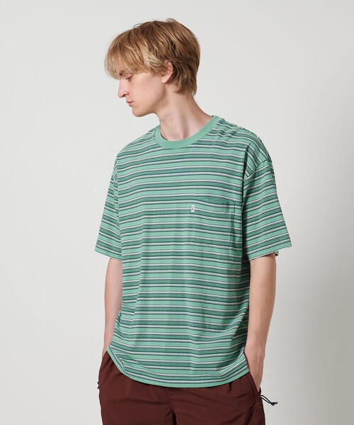 【関税込み】Thom Browne ネイビー ボーダー ポケットTシャツ Schott N.Y.C ショット 半袖 ボーダー ポケット Tシャツ 3193067