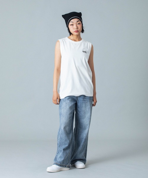 X-girl(エックスガール)の「OVAL LOGO TANK TOP(タンクトップ・レディース・ホワイト/チャコールグレー/ピンク・ONE SIZE)」の10枚目の写真