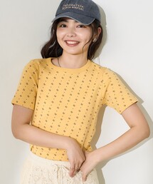 総柄フライスコンパクトTシャツ