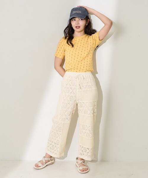 FREAK'S STORE(フリークスストア)の「総柄フライスコンパクトTシャツ(Tシャツ/カットソー・レディース・チャコールグレー/オフホワイト/イエロー・フリ-)」の19枚目の写真