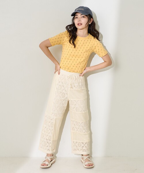 FREAK'S STORE(フリークスストア)の「総柄フライスコンパクトTシャツ(Tシャツ/カットソー・レディース・チャコールグレー/オフホワイト/イエロー・フリ-)」の21枚目の写真