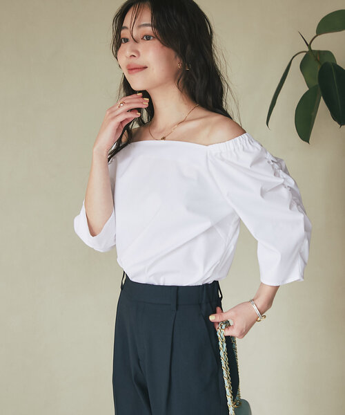 ラブティックボンボン　オフショルテレコカットソー La boutique Bonbon tシャツ 「美人見えカットソー」オフショル