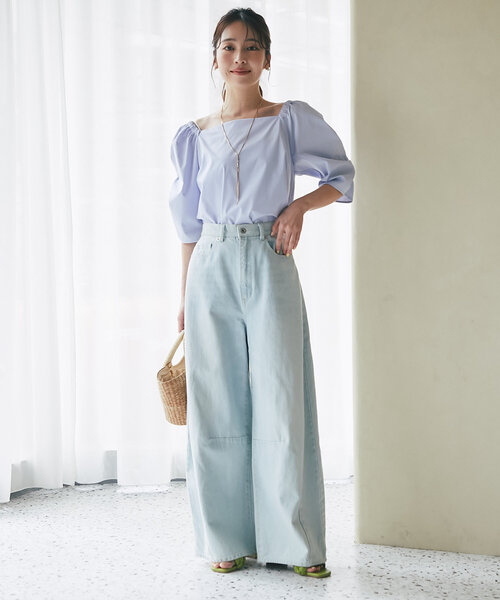 La boutique BonBonラブティックボンボン デニムパワショルシャツ セットアップ可】デニムパワショルシャツ | La boutique BonBon