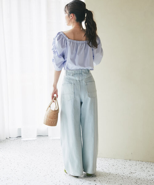 セール】【お上品オフショル】タイプライターパワショル5分袖