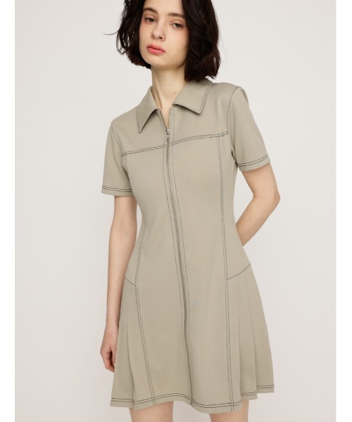 FRONT ZIP SIDE PLEATS S/OP フロントジップ サイドプリーツ