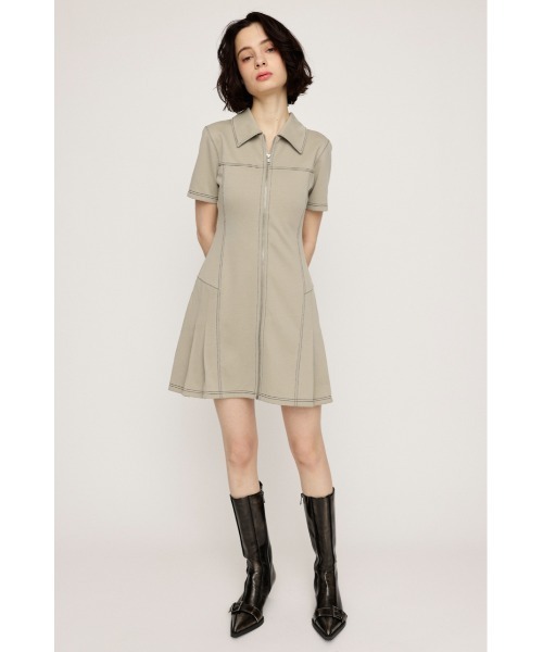 SLY スライ フロントジップ サイドプリーツ ショートワンピース ミニワンピ SLY ワンピース FRONT ZIP SIDE PLEATS S/OP フロントジップ