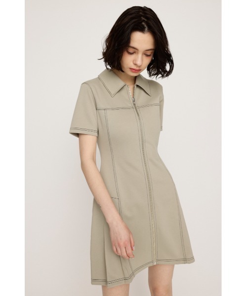 【 最終セール中 】フロントジップ サイドプリーツ ショート ワンピース SLY SLY ワンピース FRONT ZIP SIDE PLEATS S/OP フロントジップ