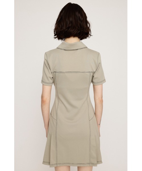 SLY（スライ）の「FRONT ZIP SIDE PLEATS S/OP フロントジップ サイドプリーツ ショートワンピース 半袖 夏服（ワンピース・レディース・アイボリー/ブラック・1/2）」の7枚目の写真