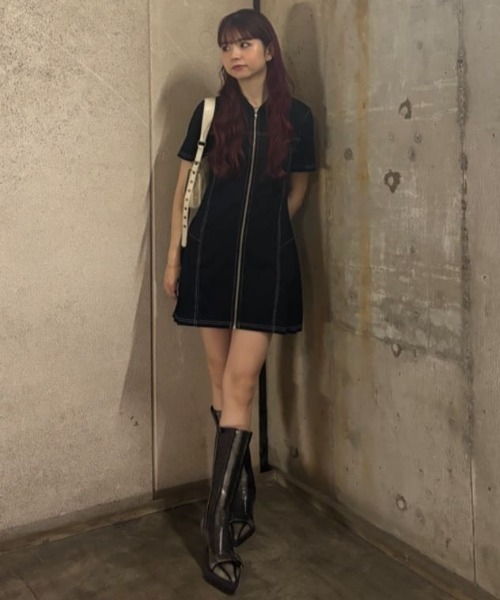 SLY スライ フロントジップ サイドプリーツ ショートワンピース ミニワンピ SLY｜FRONT ZIP SIDE PLEATS ショートワンピース | Rakuten
