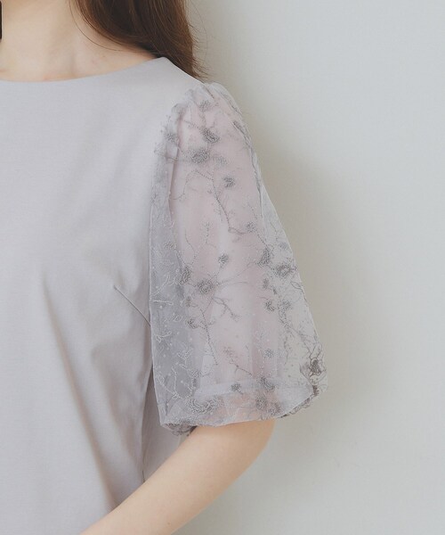 index（インデックス）の「シアーバルーンスリーブトップス【洗濯機洗い可/接触冷感】（Tシャツ/カットソー・レディース・アイボリー/ブラック/ライトグレー・36/38/40/42）」の21枚目の写真