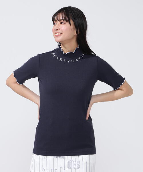 【美品】PEARLY GATES スパンフライス半袖変形モックネックカットソー スパンフライス半袖変形モックネックカットソー | PEARLY GATES