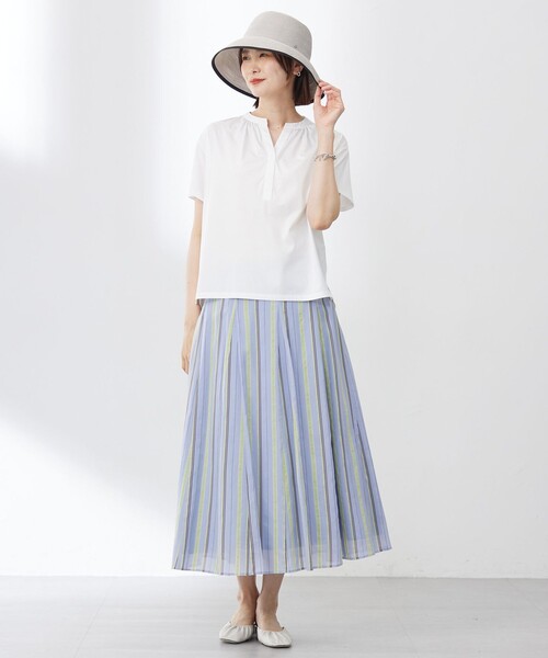 J.PRESS(ジェイプレス)の「【洗える・接触冷感】プレーティングジャージー バンドカラー カットソー(Tシャツ/カットソー・レディース・ホワイト系/スカイブルー系/ベージュ系/オレンジ系/ブラック系・T15/T13)」の9枚目の写真