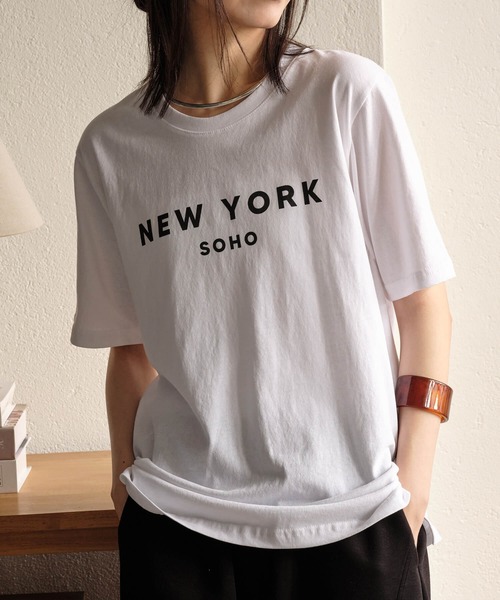 テキストプリントTシャツ NYテキストプリントTシャツ（Tシャツ/カットソー）｜Mia （ミア